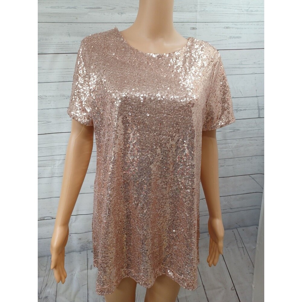 Vanilla Bay Beige Blouse Short Sleeve Short Sleeve Sz M NWT $42 Flaw***